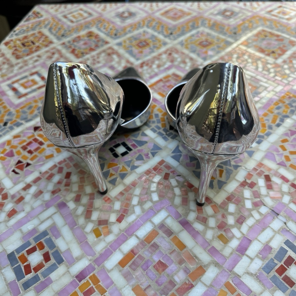 Jessica Simpson Prizma D'Orsay Pump In Chrome Side 9 NWOB High Heel Silver Shoes - Picture 2 of 6